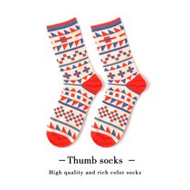 SUNTEK让人happy的网红创意袜子女ins潮 韩国袜子男中长筒袜socks英伦风(均码 几何图案)