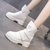 SUNTEK马丁靴女英伦风2021年秋冬季新款加绒短靴内增高女鞋厚底高跟靴子(34 米白色 单里)
