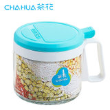茶花玻璃调味罐圆形调味瓶创意调料盒欧式调料罐厨房用品6011(绿色)