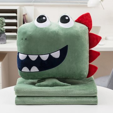 可爱棉猫三用暖手捂抱枕空调毯子带枕头被子两用靠垫生日礼物小恐龙