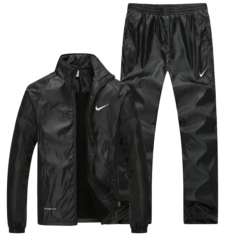 【耐克运动套装图片】耐克nike男士运动套装秋冬保暖加绒运动服(黑色
