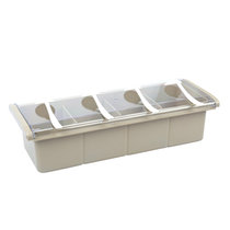 厨房用品调料盒带勺透明调料罐塑料翻盖2/3/4格调味盒套装2941~9(2949 4格 棕色)