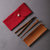 精品布袋装茶道三件套 竹制茶具套装配件 日式六君子茶针茶夹茶则(红色袋三件套)