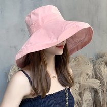 SUNTEK大帽檐日系遮脸夏天大檐渔夫帽子女夏季韩版百搭遮阳潮时尚防晒帽(M（56-58cm） 粉色)
