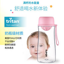 （SUPOR）苏泊尔BB杯水杯塑料杯子透明防摔户外便携儿童学生夏季运动茶水分离(KC50CF1普蓝 500毫升)
