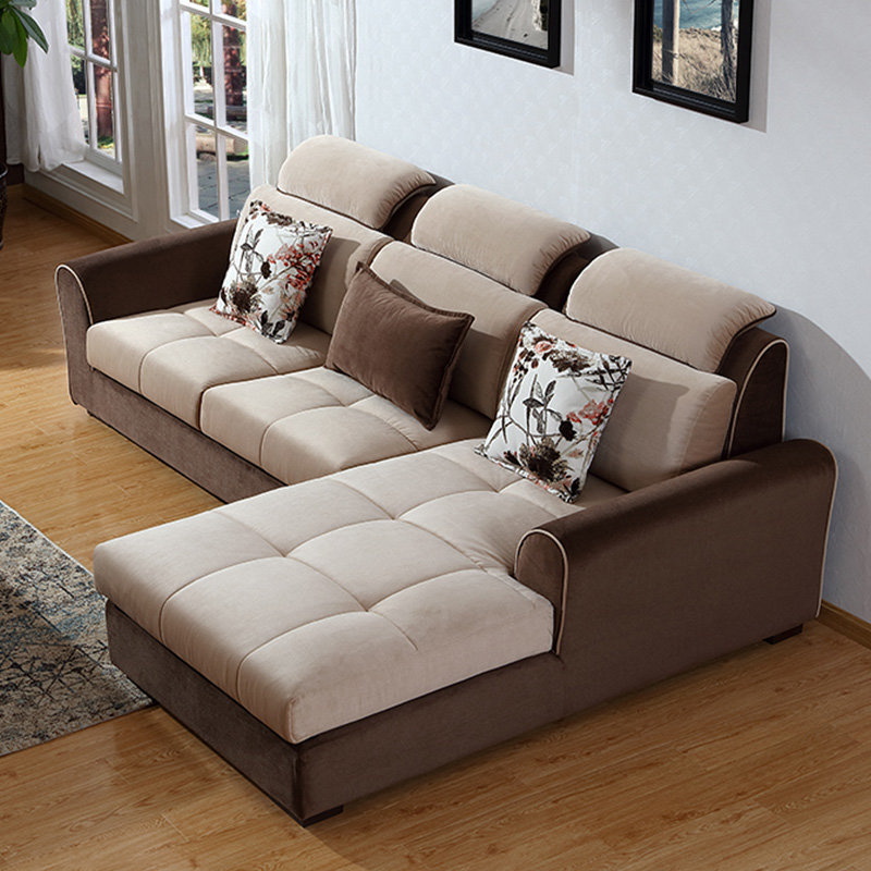 左右布艺沙发贵妃组合简约现代客厅l型转角大小户型可拆冼布沙发dzy