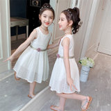 女童连衣裙夏装2021年新款韩版儿童中大童洋气公主裙女孩纯棉裙子(白色 110)
