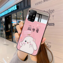 绿赐OPPOA95-5G半镜玻璃A94保护套A9玻璃个性创意网红oppoA53防摔A32全包边打工人半镜-柠檬小熊OPP(OPPOA94-5G 半镜-敲可爱-送钢化膜)