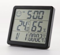 室内超薄简约智能家居电子数字温湿度计       家用温度计室内干湿度表(黑色 大屏多功能温湿度计)