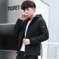 龙中龙 男士2020年新款韩版潮流上衣加绒衣服秋冬季休闲工装夹克(黑色 M)