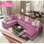 紫茉莉布艺沙发简约现代大小户型客厅转角整装可拆洗沙发组合家具(桃红色+浅红 3号色 两件套（2.16米）)