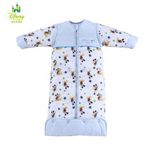 迪士尼宝宝  彩色世界梭织夹棉脱袖成长睡袋  婴幼儿睡袋 加长款 (浅蓝脱袖100*45cm)