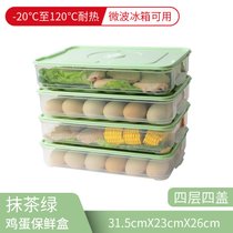 饺子盒家用水饺盒冰箱保鲜盒收纳盒塑料托盘馄饨盒鸡蛋盒微波密封(鸡蛋盒-绿色盖-4层4盖)