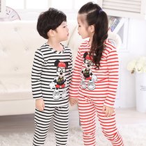 茵珠麗YinZhuli 2016春秋季新款纯棉长袖中大童儿童睡衣 可爱米奇小新兔八哥卡通男女童睡衣家居服套装5647(6号款)