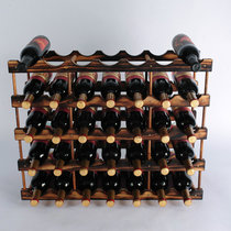 好 红酒架 可叠加格子架菱形格展示架实木落地欧式创意酒架葡萄酒架子E63(B款碳化色 4瓶一层(需要几层就买数量几))