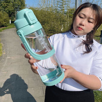 大容量塑料水杯女主播韩式太空杯学生户外野营杯(（好能装）绿色2400ml网红大水杯 默认)