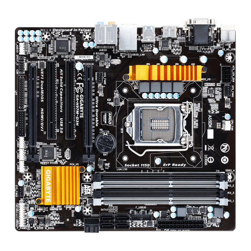 【技嘉主板图片】技嘉(gigabyte) h97m-d3h主板 (intel h97/ lga1150)