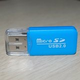 USB读卡器2.0 手机音响micro SD读卡器TF卡迷你（蓝色）