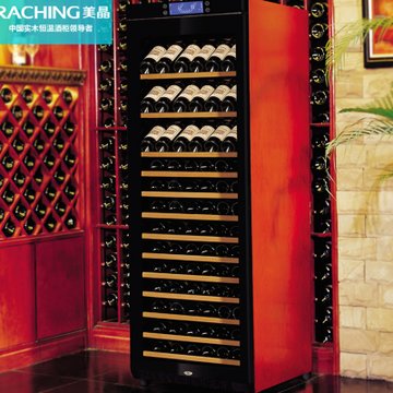 美晶(Raching)W380A实木红酒柜 家用恒温压缩机葡萄酒柜（120-140瓶红酒）冰吧(橡木棕)