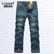 莱斯玛特LESMART 水洗磨白休闲牛仔裤 LW13310(深蓝色 32)