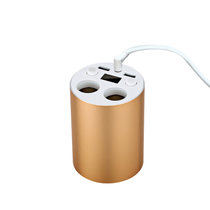 多功能杯式车载充电器一拖二双USB手机车充汽车杯式多功能充电器(金色)