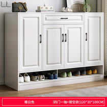 竹咏汇 北欧式鞋柜 家用门口大容量阳台储物柜 简约现代玄关柜门厅柜储物柜子(四门一抽暖白色120长30宽99高)