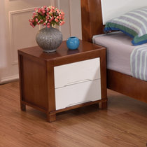 艾莉哲家具 中式现代 实木家具 卧室家居 简约 橡木 双抽屉 带2抽屉储物床头柜 2#(地中海式)