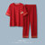 浪莎睡衣女夏季纯棉短袖长裤两件套装宽松加大码200斤胖mm家居服(红色 XL)