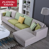 左右布艺沙发 可拆洗贵妃L型简约现代小户型客厅家具组合沙发 DZY2509(配色绿58-8C 转二件正向+休单)