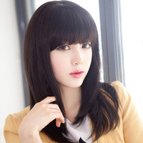 美元素假发 女 气质型真发长发型 女士假发套mr047(x4手织顶心深栗色)