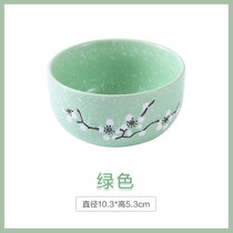 陶瓷碗碟套装可爱梅花餐具陶瓷碗釉下彩碗碟套装家用餐具(绿色1个 默认版本)