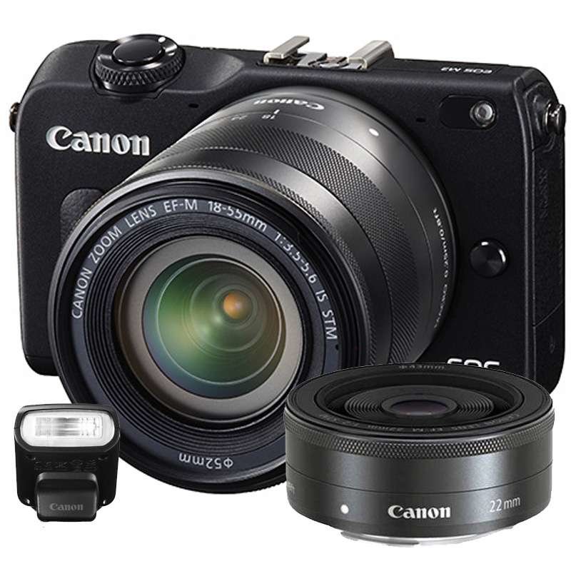 单电微单相机佳能canoneosm2单电双头套机佳能m2单反相机双头套黑色