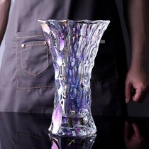创意欧式鲜花水晶玻璃花瓶摆件透明水培大号插花客厅百合干花现代(幻彩色【高28cm】)