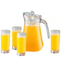 玻璃凉水壶大容量泡水茶壶家用晾白开水水瓶(1壶4杯套装 默认)
