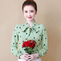 春季上衣衬衫2022新款洋气韩版宽松长袖女装打底衫女(浅绿色（长袖） 4XL151-165斤)