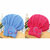 斜月三星 2条装珊瑚绒蝴蝶结干发帽(蓝色+玫红色)公主帽 吸水速干 亲肤舒适