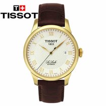 天梭/Tissot手表力洛克系列 钢带皮带机械男士表T41.1.483.33(金壳白面棕皮带)