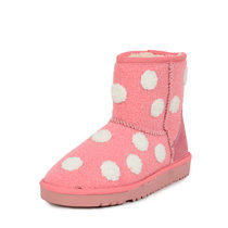 Daphne/达芙妮保暖平跟时尚甜美套筒中筒防滑雪地靴1014608723(粉红色 38)
