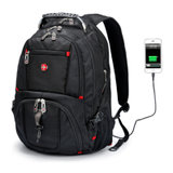 瑞士军刀15.6/17.3寸大容量双肩旅行包 男女旅游包行李包电脑包背包带USB数据接口(15.6寸)