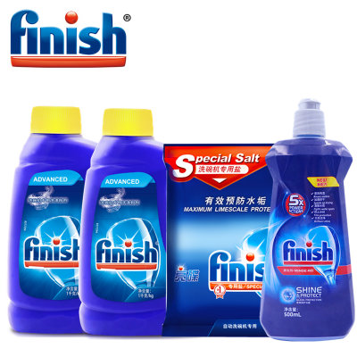 Finish光亮碗碟洗碗机专用洗碗组(洗碗粉两瓶+软化盐+漂洗剂西海尔门子美的 Finish光亮碗碟洗碗机专用洗碗组(洗碗粉两瓶+软化盐+漂洗剂西海尔门子美的