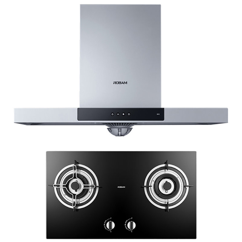老板robamcxw2008010jzt7b28欧式钢化玻璃嵌入式烟灶套餐