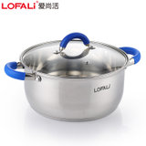 LOFALi爱尚活不锈钢汤锅蒸锅汤煲三层复底加厚锅身24CM(蓝色)