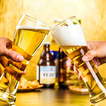 玻璃大号抖音啤酒杯家用容量加厚创意网红个性扎啤杯精酿酒吧酒杯(425ml 2只装)