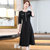 MISS LISA韩版时尚高腰中长款连衣裙YWZ8111(黑色 L)