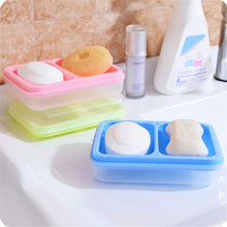 B610创意双体大号皂盒双格肥皂盒可沥水带盖PP香皂盒时尚洁面皂盒lq1020(粉色)