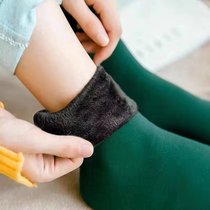 SUNTEK【5双装】雪地袜子男女秋冬季中筒袜成人光腿地板袜加厚加绒肉色(均码 5双墨绿)