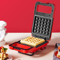 美的（Midea）早餐机MC-JK1312P101R 双面恒温发热 可拆洗烤盘 家用多功能三明治华夫饼机 红色