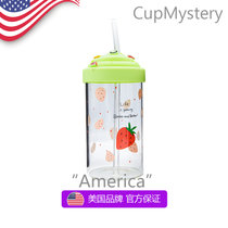 美国cup mystery进口材质可爱水果环杯图案办公室女生吸管玻璃杯(旅行家男孩 双层熊猫)
