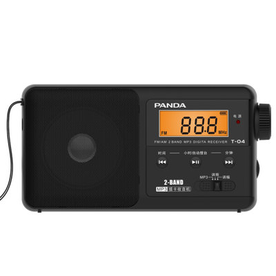熊猫(PANDA) T-04 收音机 锂电池 支持TF卡 液晶显示屏 黑色