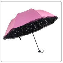 乾越 公主蕾丝折叠晴雨伞遮太阳伞防黑底晒防紫外线 拱形 创意星空伞 多色可选(粉)